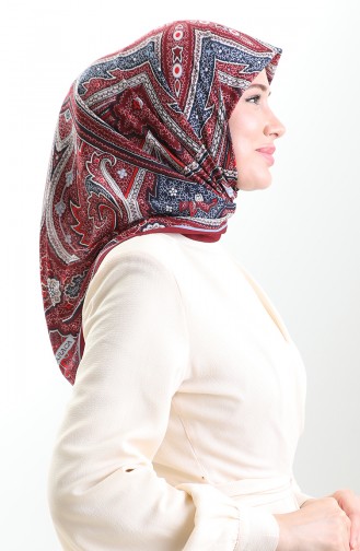 Karaca Patroon Cupra Sjaal 82013-08 Claret Rood Marineblauw 82013-08