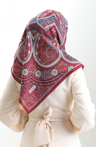 Karaca Patroon Cupra Sjaal 82013-08 Claret Rood Marineblauw 82013-08