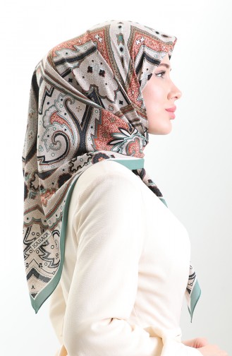 Karaca Patterned Cupra Scarf 82013-10 Green Stone 82013-10