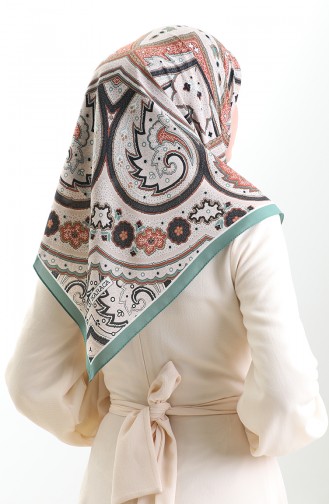Karaca Patterned Cupra Scarf 82013-10 Green Stone 82013-10