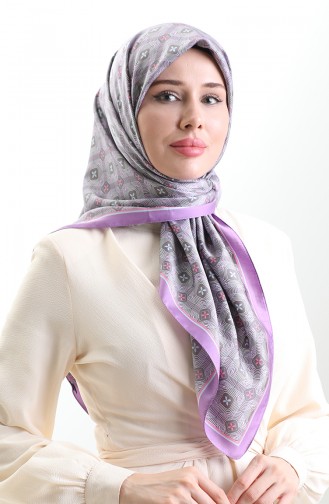Karaca Geometric Patterned Rayon Scarf 82021-02 Lilac Color 82021-02