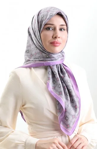 Karaca Geometric Patterned Rayon Scarf 82021-02 Lilac Color 82021-02