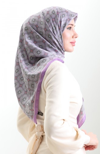 Karaca Geometric Patterned Rayon Scarf 82021-02 Lilac Color 82021-02