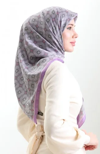 Karaca Geometric Patterned Rayon Scarf 82021-02 Lilac Color 82021-02