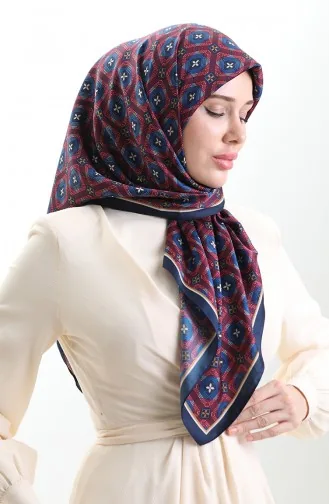 Karaca Geometrik Desenli Reyon Eşarp 82021-03 Lacivert Bordo