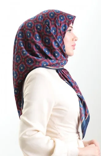Karaca Geometrik Desenli Reyon Eşarp 82021-03 Lacivert Bordo
