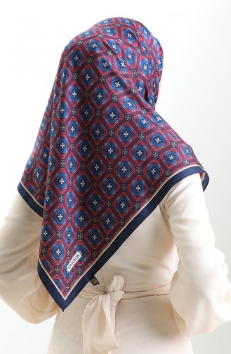 Karaca Geometrisch Geruite Sjaal Met Patroon 82021-03 Marineblauw Bordeauxrood 82021-03