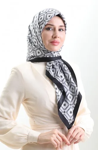Karaca Geometric Patterned Rayon Scarf 82021-04 Black And White 82021-04