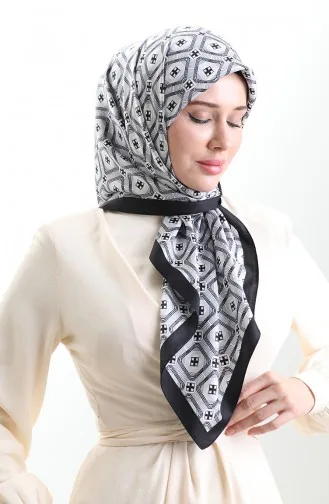 Karaca Geometric Patterned Rayon Scarf 82021-04 Black And White 82021-04