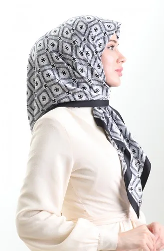 Karaca Geometric Patterned Rayon Scarf 82021-04 Black And White 82021-04