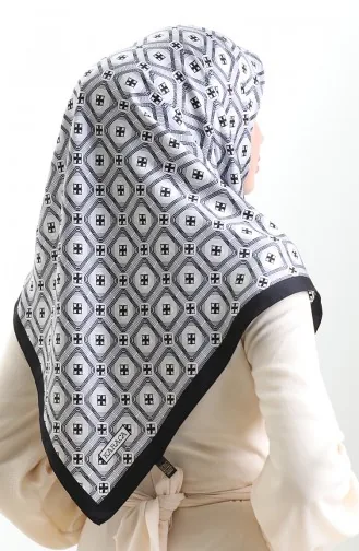 Karaca Geometric Patterned Rayon Scarf 82021-04 Black And White 82021-04