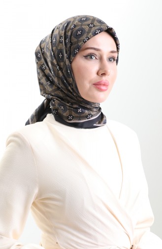 Karaca Geometrisch Gepatroneerde Rayonsjaal 82021-06 Zwart Goud 82021-06