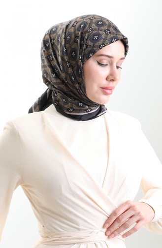 Karaca Geometrisch Gepatroneerde Rayonsjaal 82021-06 Zwart Goud 82021-06