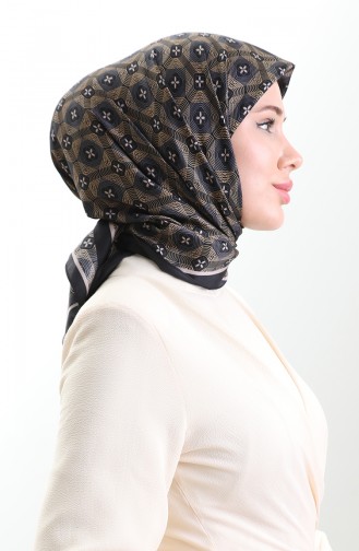 Karaca Geometrisch Gepatroneerde Rayonsjaal 82021-06 Zwart Goud 82021-06
