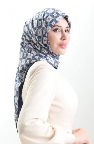 Karaca Geometrik Desenli Reyon Eşarp 82021-07 Lacivert İndigo