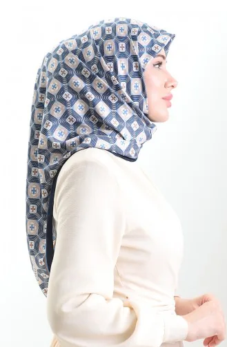 Karaca Geometrik Desenli Reyon Eşarp 82021-07 Lacivert İndigo