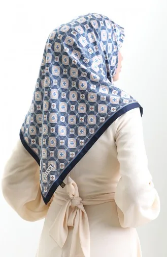 Karaca Geometrik Desenli Reyon Eşarp 82021-07 Lacivert İndigo