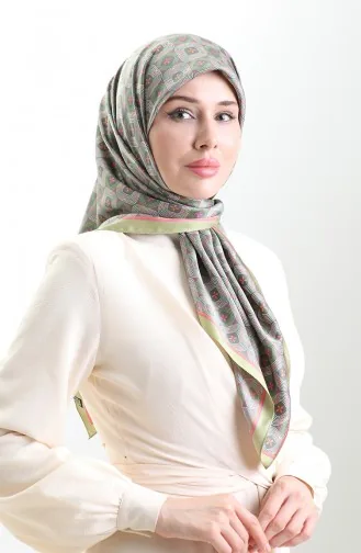 وشاح كاراكا رايون بنقوش هندسية 82021-08 أخضر وردي 82021-08