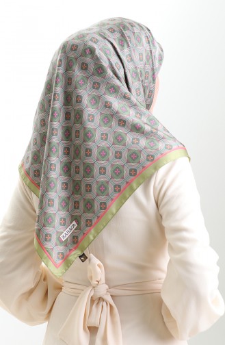 Karaca Geometric Patterned Rayon Scarf 82021-08 Green Pink 82021-08