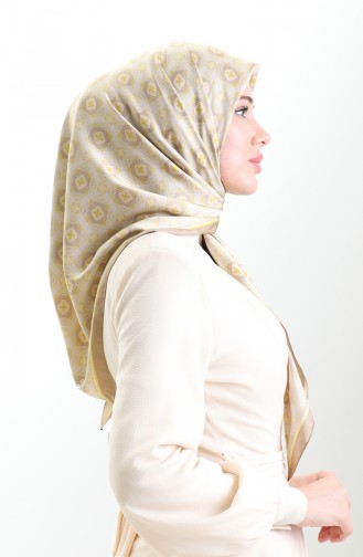 Karaca Geometric Patterned Rayon Scarf 82021-09 Mink Yellow 82021-09