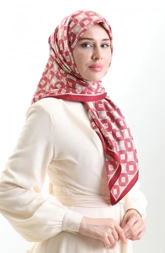 وشاح كاراكا من الرايون بنقشة هندسية 82021-10 من المنك العنابي 82021-10