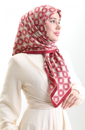 Karaca Geometrisch Gepatroonde Rayonsjaal 82021-10 Bordeaux Nerts 82021-10