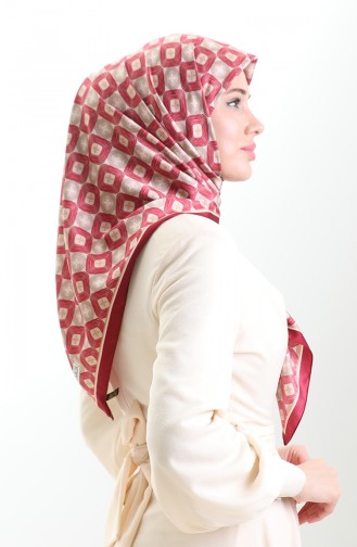 Karaca Geometrisch Gepatroonde Rayonsjaal 82021-10 Bordeaux Nerts 82021-10