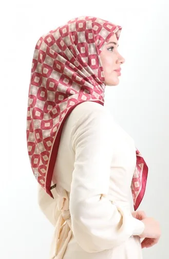 وشاح كاراكا من الرايون بنقشة هندسية 82021-10 من المنك العنابي 82021-10