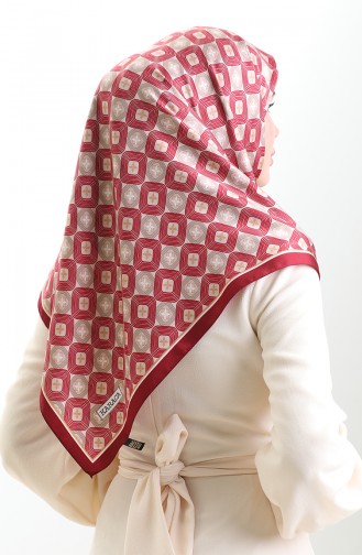 Karaca Geometrisch Gepatroonde Rayonsjaal 82021-10 Bordeaux Nerts 82021-10