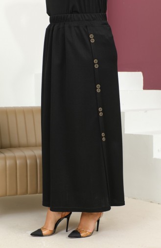 Jupe élastique Grande Taille à Boutons Modèle 4200-01 Noire 4200-01