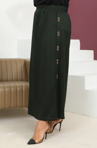 Büyük Beden Düğme Detaylı Lastikli Etek 4200-02 Haki
