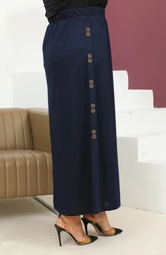 Plus Size Rock Mit Knopfdetails Und Gummizug 4200-04 Marineblau 4200-04