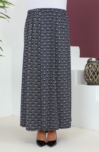 Jupe En Viscose à Pièces Grandes Tailles 4360B-01 Bleu Marine 4360B-01