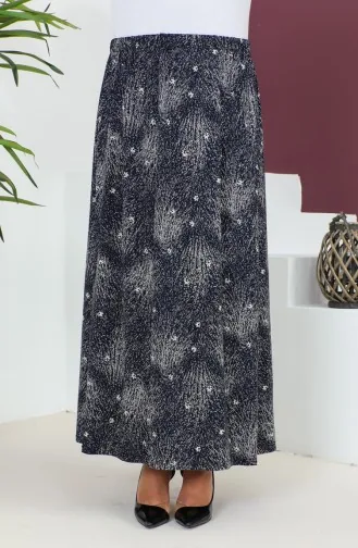 Büyük Beden Parçalı Viskon Etek 4360D-02 Lacivert