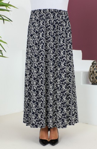 Plus Size Pieced Viscose Rok 4360F-01 Marineblauw 4360F-01