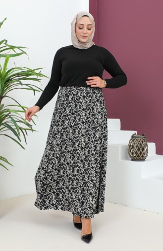 Jupe En Viscose à Pièces Grandes Tailles 4360F-02 Noire 4360F-02