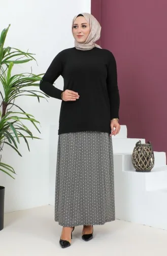 Plus Size Pieced Viscose Rok 4360H-02 Zwart 4360H-02