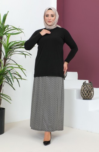 Jupe En Viscose à Pièces Grandes Tailles 4360H-02 Noire 4360H-02