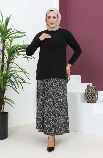 Plus Size Pieced Viscose Rok 4360K-01 Zwart 4360K-01