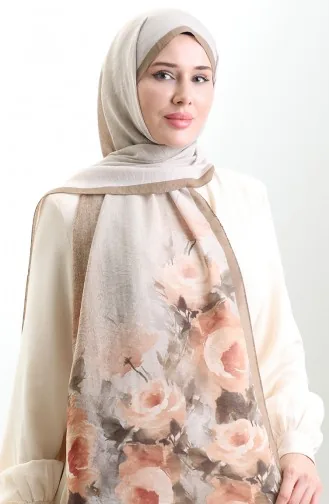 شال كاراكا من الألياف الطبيعية 82009-01 لون بني حليبي قهوة 82009-01