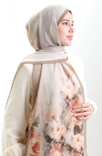 شال كاراكا من الألياف الطبيعية 82009-01 لون بني حليبي قهوة 82009-01