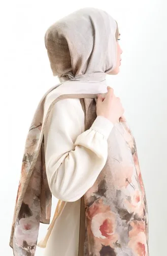 شال كاراكا من الألياف الطبيعية 82009-01 لون بني حليبي قهوة 82009-01