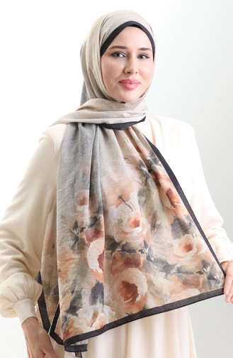 Karaca Natural Fiber Shawl 82009-03 Black Khaki 82009-03