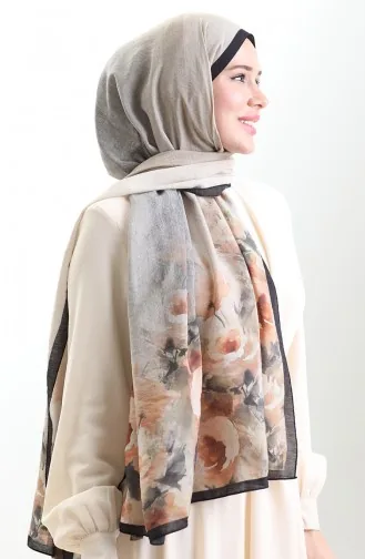Karaca Natural Fiber Shawl 82009-03 Black Khaki 82009-03