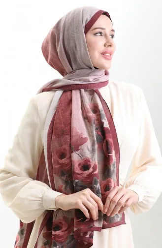 شال كاراكا من الألياف الطبيعية 82009-04 أحمر كلاريت 82009-04