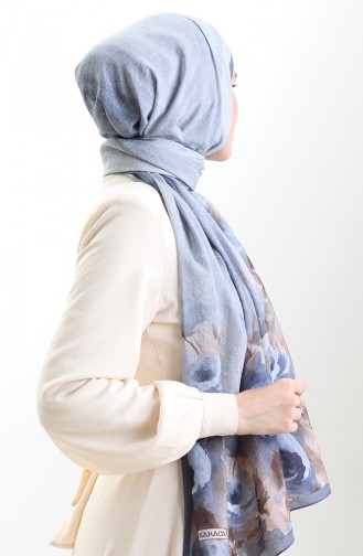 Châle En Fibre Naturelle Karaca 82009-08 Indigo 82009-08