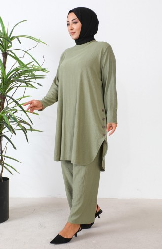 Plus Size Stoned Tuniek Broek Tweedelig Pak 2658-02 Khaki 2658-02