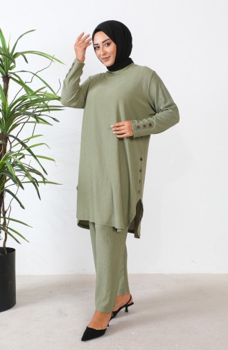 Plus Size Stoned Tuniek Broek Tweedelig Pak 2658-02 Khaki 2658-02