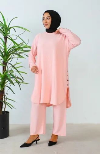 Zweiteiliges Set Aus Tunika Und Hose Mit Strasssteinen In Übergröße Artikelnummer 2658-03 Farbe: Puder 2658-03