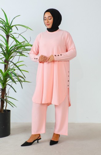 Ensemble Deux Pièces Tunique Et Pantalon à Strass Grande Taille 2658-03 Poudre 2658-03